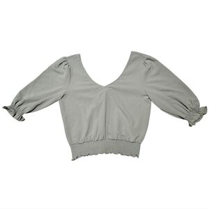 Socialite Sage Green Open-Back Tie Cropped Blouse – Size M (Nordstrom)